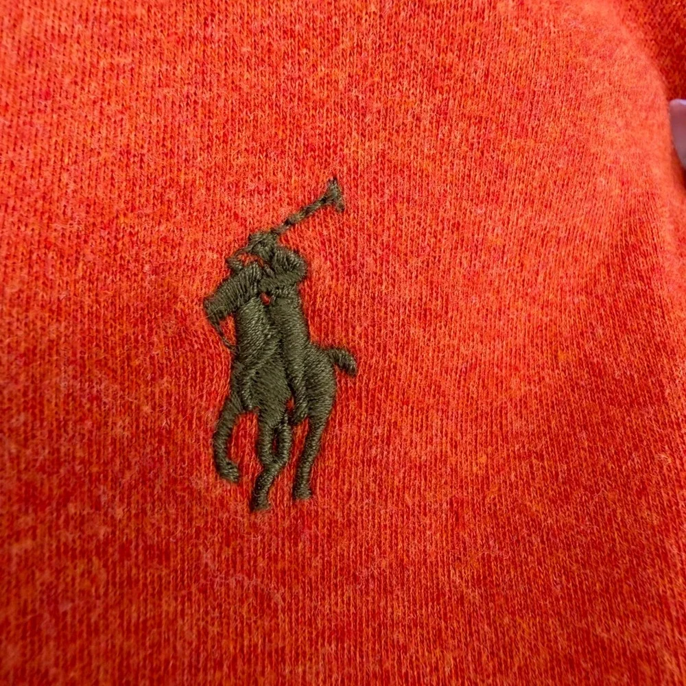 Polo Ralph Lauren Men's XXL Orange Long Sleeve Polo Shirt Cotton Olive Pony